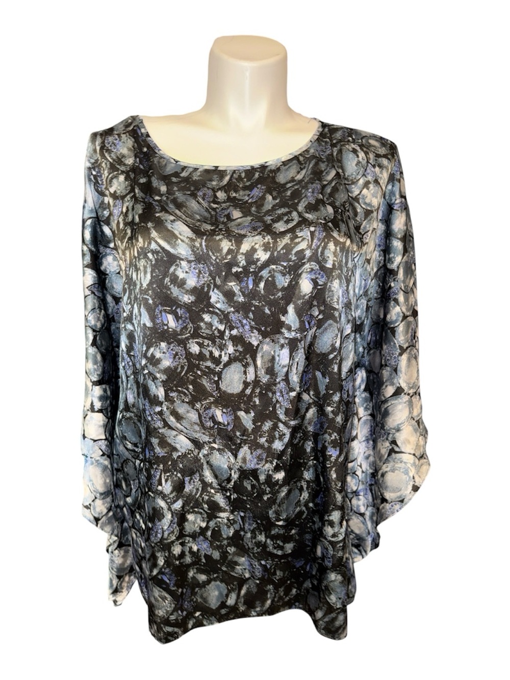 Bob Mackie Black and Blue Abstract Print Tunic
